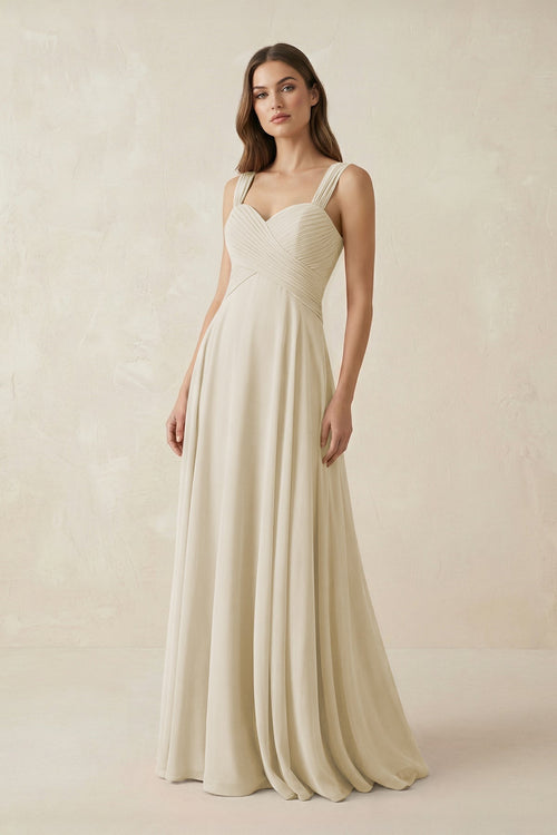 Sweetheart Pleated A - Line Chiffon Bridesmaid Dress in Dove Gray - KissProm Bridesmaid Dresses