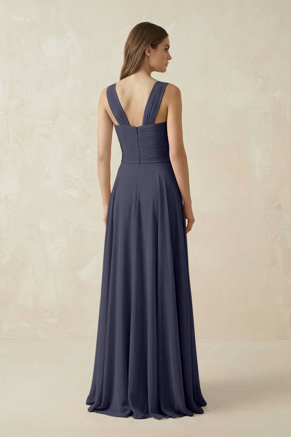 Sweetheart Pleated A - Line Chiffon Bridesmaid Dress in Dusk Blue - KissProm Bridesmaid Dresses