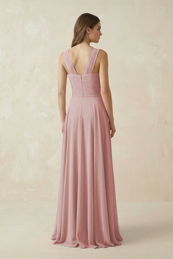 Sweetheart Pleated A - Line Chiffon Bridesmaid Dress in Dusty Rose - KissProm Bridesmaid Dresses