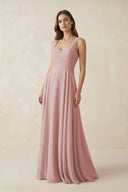 Sweetheart Pleated A - Line Chiffon Bridesmaid Dress in Dusty Rose - KissProm Bridesmaid Dresses