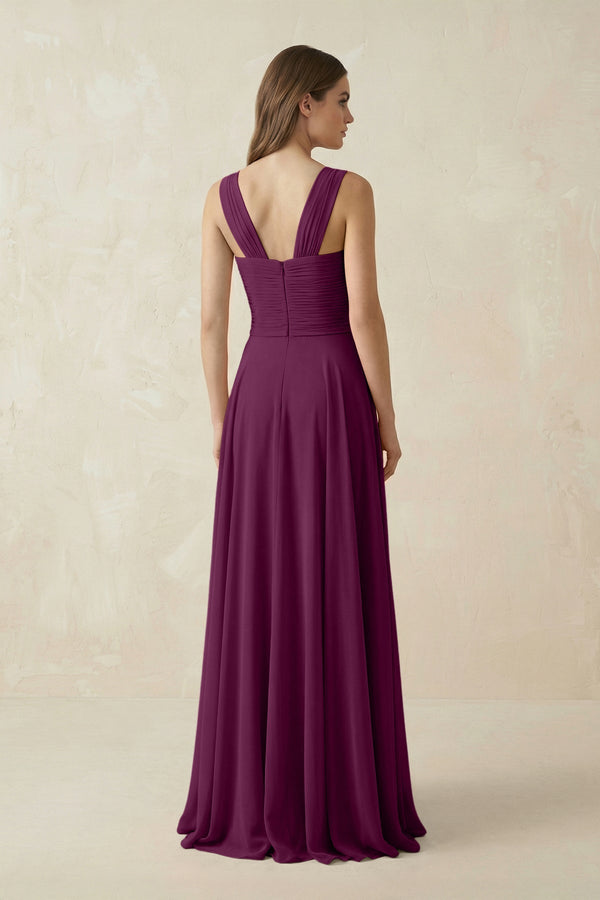 Sweetheart Pleated A - Line Chiffon Bridesmaid Dress in Fig - KissProm Bridesmaid Dresses