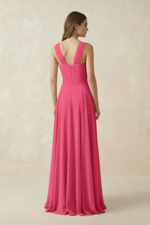 Sweetheart Pleated A - Line Chiffon Bridesmaid Dress in Fuchsia - KissProm Bridesmaid Dresses