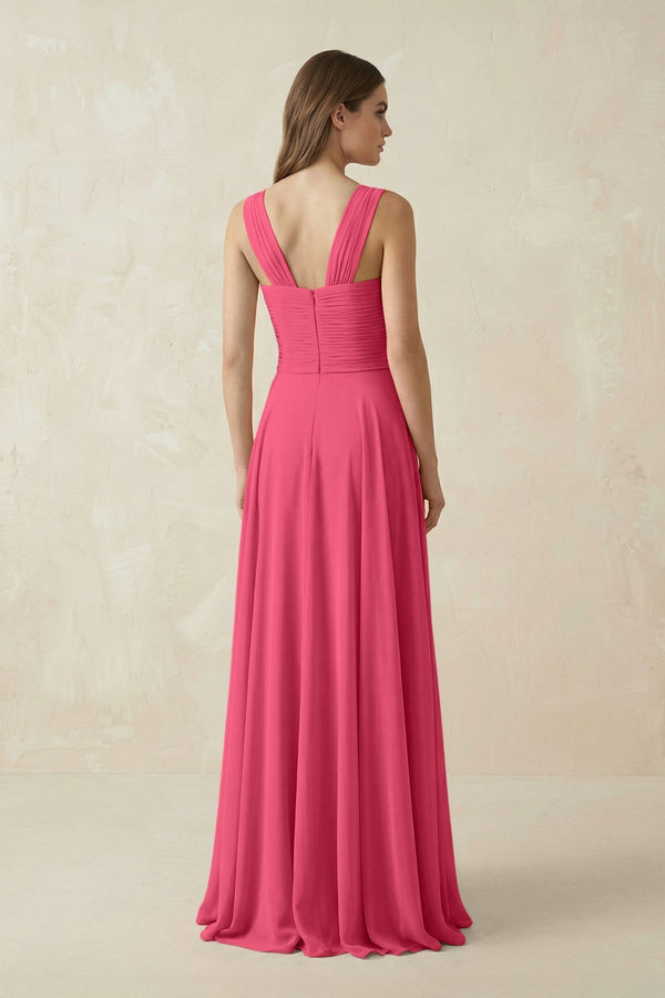 Sweetheart Pleated A - Line Chiffon Bridesmaid Dress in Fuchsia - KissProm Bridesmaid Dresses