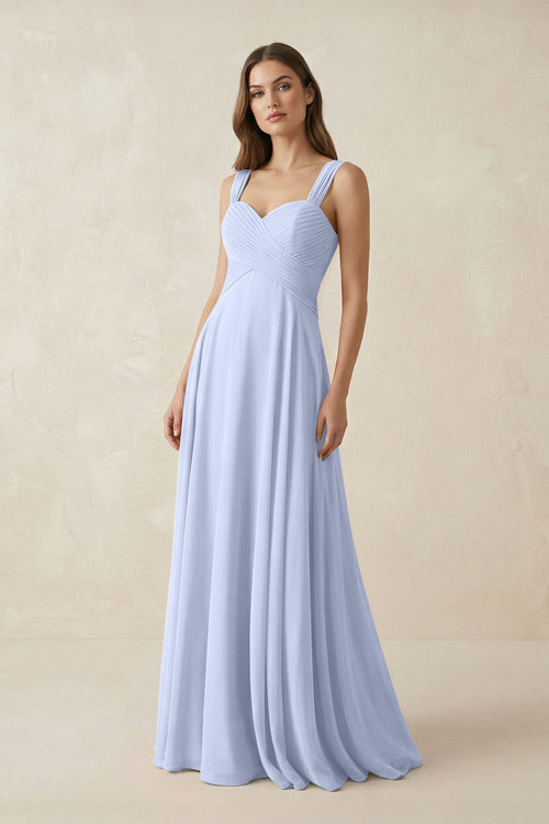 Sweetheart Pleated A - Line Chiffon Bridesmaid Dress in Ice - KissProm Bridesmaid Dresses