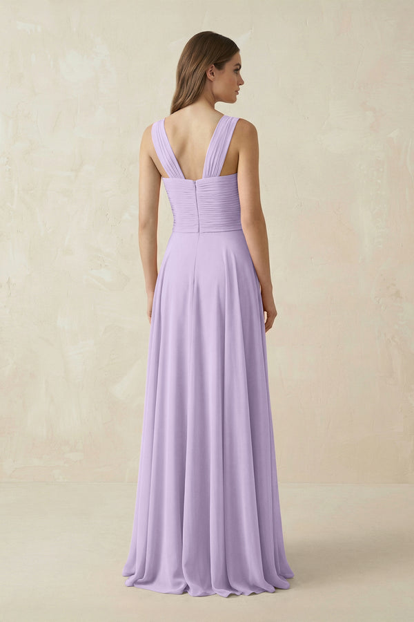 Sweetheart Pleated A - Line Chiffon Bridesmaid Dress in Lavender - KissProm Bridesmaid Dresses