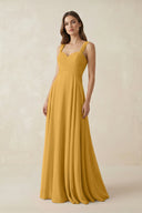 Sweetheart Pleated A - Line Chiffon Bridesmaid Dress in Marigold - KissProm Bridesmaid Dresses