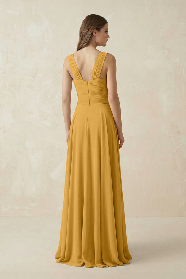 Sweetheart Pleated A - Line Chiffon Bridesmaid Dress in Marigold - KissProm Bridesmaid Dresses