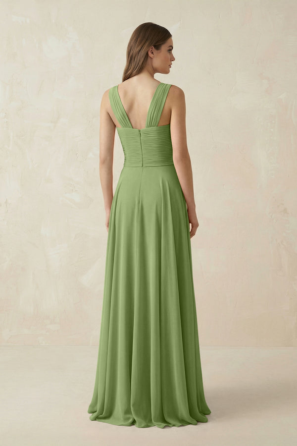 Sweetheart Pleated A - Line Chiffon Bridesmaid Dress in Matcha - KissProm Bridesmaid Dresses