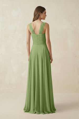 Sweetheart Pleated A - Line Chiffon Bridesmaid Dress in Matcha - KissProm Bridesmaid Dresses