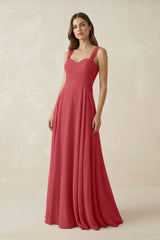 Sweetheart Pleated A - Line Chiffon Bridesmaid Dress in Merlot - KissProm Bridesmaid Dresses