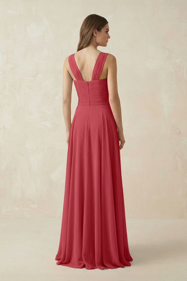 Sweetheart Pleated A - Line Chiffon Bridesmaid Dress in Merlot - KissProm Bridesmaid Dresses