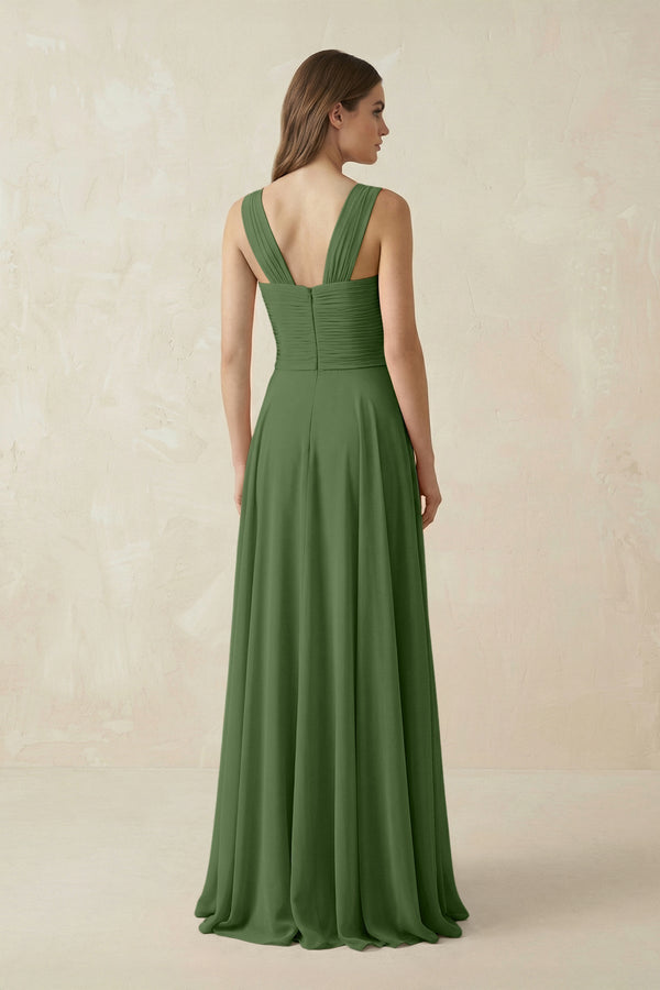 Sweetheart Pleated A - Line Chiffon Bridesmaid Dress in Moss - KissProm Bridesmaid Dresses