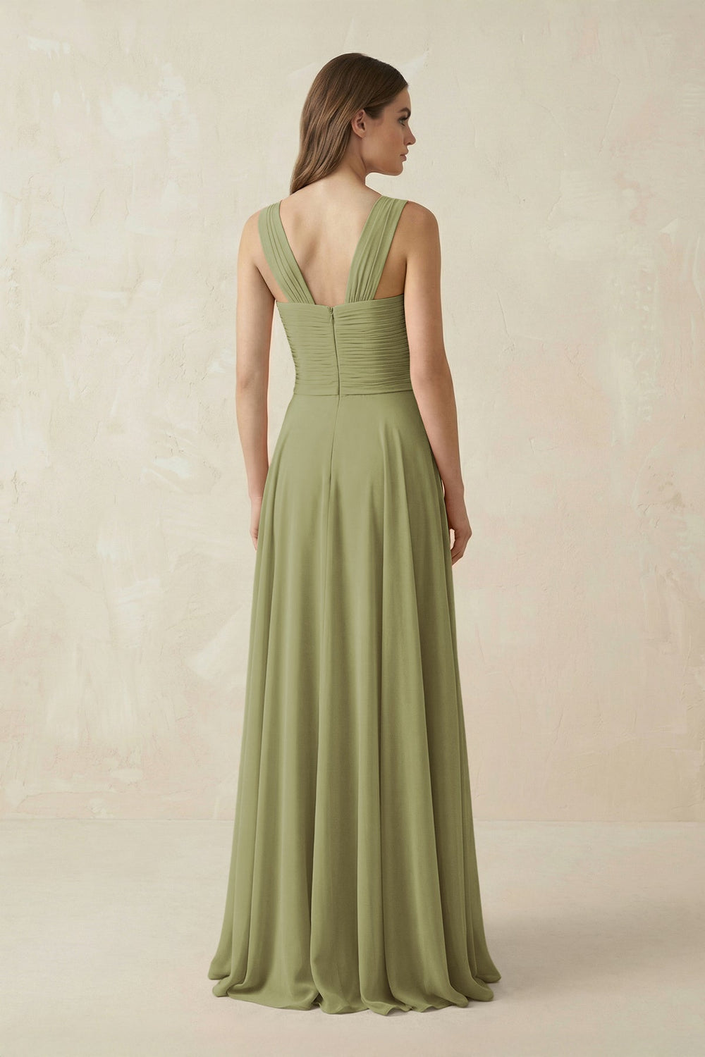 Sweetheart Pleated A - Line Chiffon Bridesmaid Dress in Moss Green - KissProm Bridesmaid Dresses