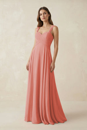 Sweetheart Pleated A - Line Chiffon Bridesmaid Dress in Mulberry - KissProm Bridesmaid Dresses