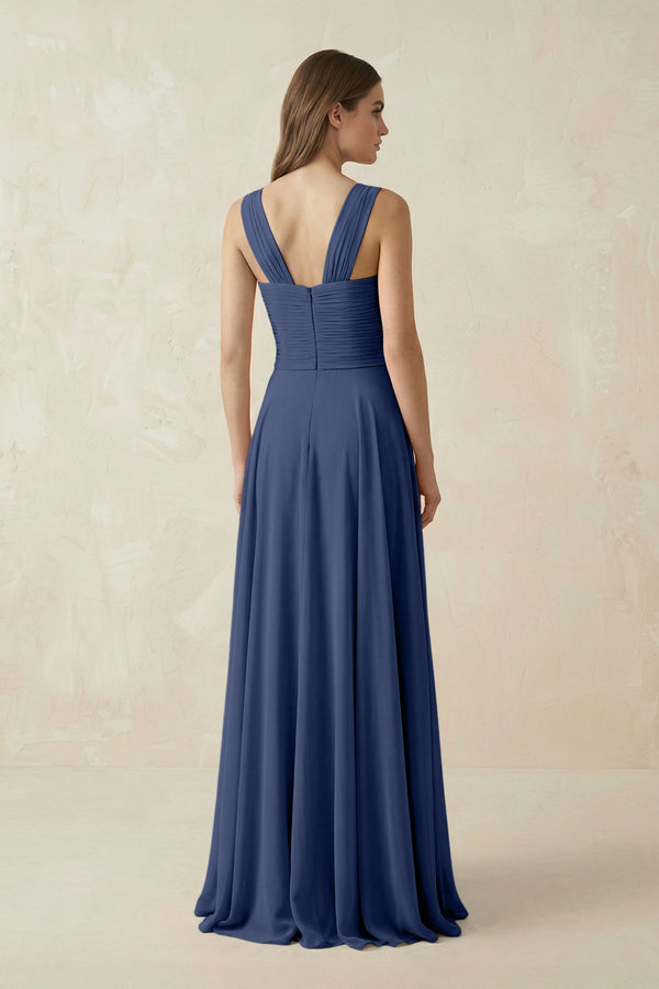 Sweetheart Pleated A - Line Chiffon Bridesmaid Dress in Navy - KissProm Bridesmaid Dresses