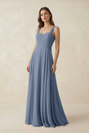 Sweetheart Pleated A - Line Chiffon Bridesmaid Dress in Neptune - KissProm Bridesmaid Dresses