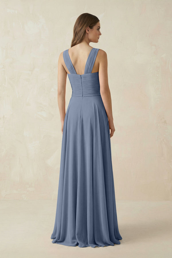 Sweetheart Pleated A - Line Chiffon Bridesmaid Dress in Neptune - KissProm Bridesmaid Dresses