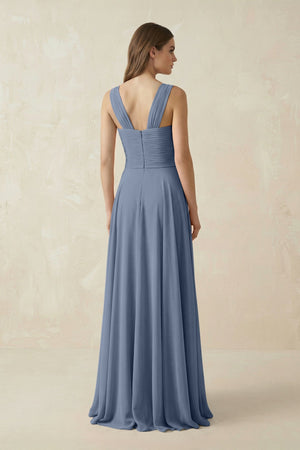 Sweetheart Pleated A - Line Chiffon Bridesmaid Dress in Neptune - KissProm Bridesmaid Dresses