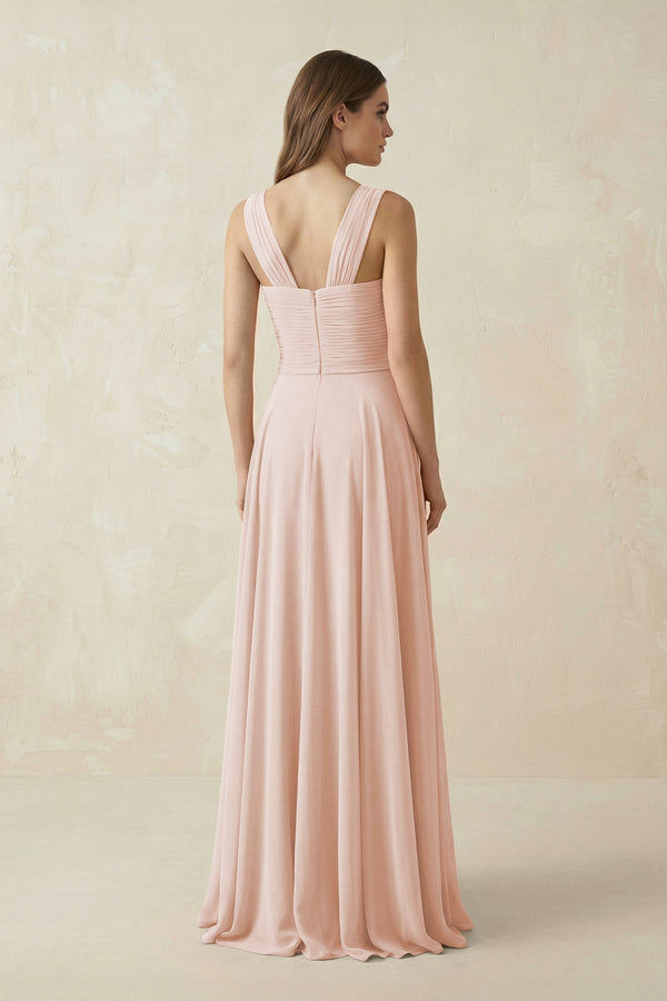 Sweetheart Pleated A - Line Chiffon Bridesmaid Dress in Pale Blush - KissProm Bridesmaid Dresses