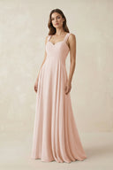 Sweetheart Pleated A - Line Chiffon Bridesmaid Dress in Pale Blush - KissProm Bridesmaid Dresses
