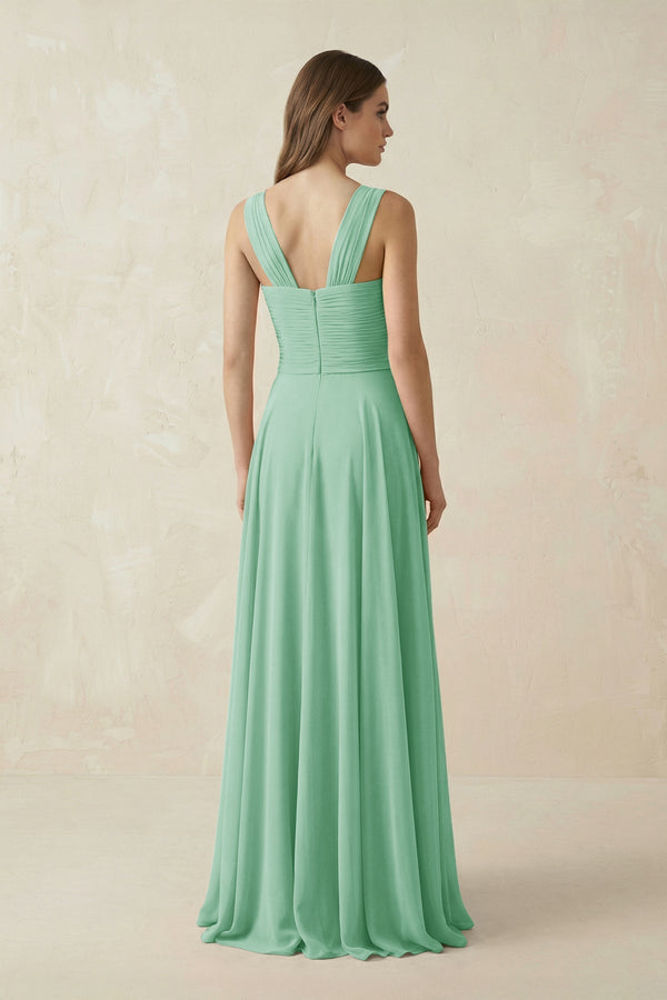 Sweetheart Pleated A - Line Chiffon Bridesmaid Dress in Pale Pistachio - KissProm Bridesmaid Dresses
