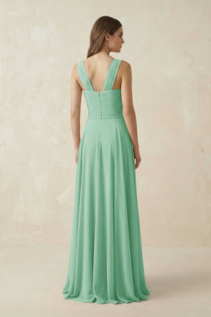 Sweetheart Pleated A - Line Chiffon Bridesmaid Dress in Pale Pistachio - KissProm Bridesmaid Dresses