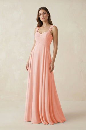 Sweetheart Pleated A - Line Chiffon Bridesmaid Dress in Rose Petal - KissProm Bridesmaid Dresses