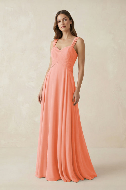 Sweetheart Pleated A - Line Chiffon Bridesmaid Dress in Rosette - KissProm Bridesmaid Dresses