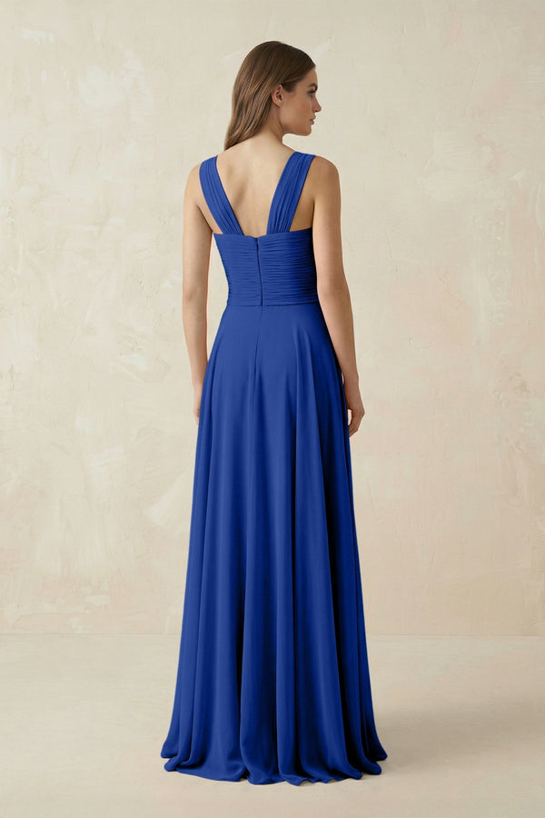 Sweetheart Pleated A - Line Chiffon Bridesmaid Dress in Royal Blue - KissProm Bridesmaid Dresses