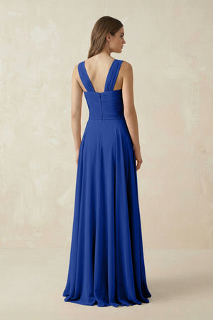 Sweetheart Pleated A - Line Chiffon Bridesmaid Dress in Royal Blue - KissProm Bridesmaid Dresses