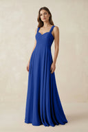 Sweetheart Pleated A - Line Chiffon Bridesmaid Dress in Royal Blue - KissProm Bridesmaid Dresses