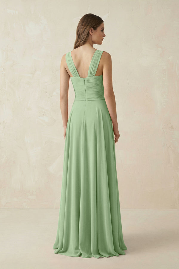 Sweetheart Pleated A - Line Chiffon Bridesmaid Dress in Sage - KissProm Bridesmaid Dresses