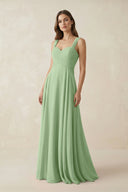 Sweetheart Pleated A - Line Chiffon Bridesmaid Dress in Sage - KissProm Bridesmaid Dresses