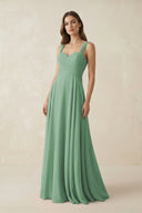 Sweetheart Pleated A - Line Chiffon Bridesmaid Dress in Sea Glass - KissProm Bridesmaid Dresses