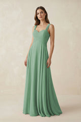 Sweetheart Pleated A - Line Chiffon Bridesmaid Dress in Sea Glass - KissProm Bridesmaid Dresses