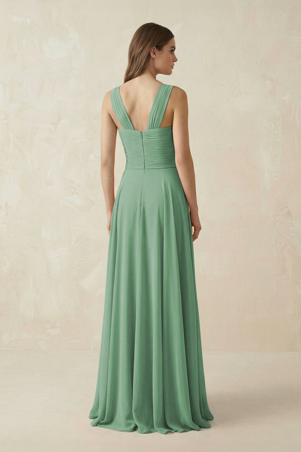Sweetheart Pleated A - Line Chiffon Bridesmaid Dress in Sea Glass - KissProm Bridesmaid Dresses