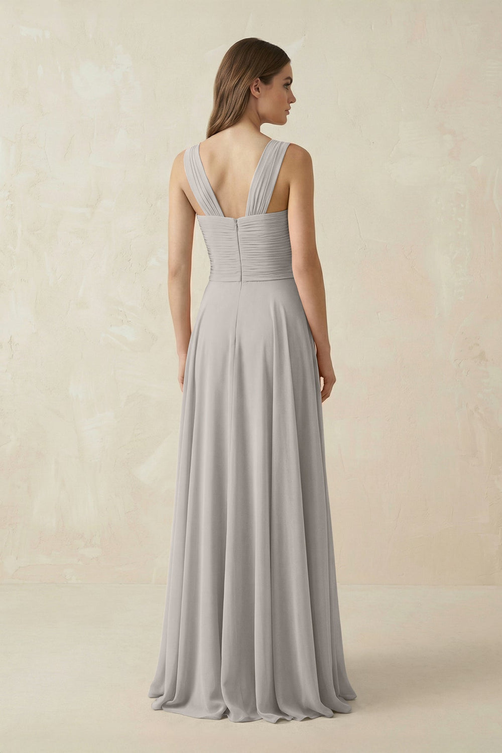 Sweetheart Pleated A - Line Chiffon Bridesmaid Dress in Silver - KissProm Bridesmaid Dresses
