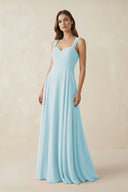 Sweetheart Pleated A - Line Chiffon Bridesmaid Dress in Sky Blue - KissProm Bridesmaid Dresses