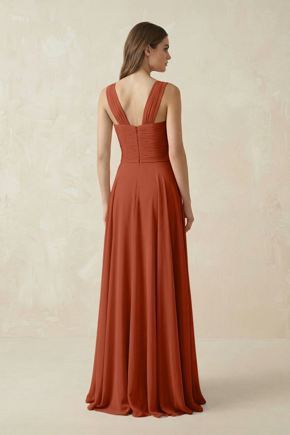 Sweetheart Pleated A - Line Chiffon Bridesmaid Dress in Spice - KissProm Bridesmaid Dresses