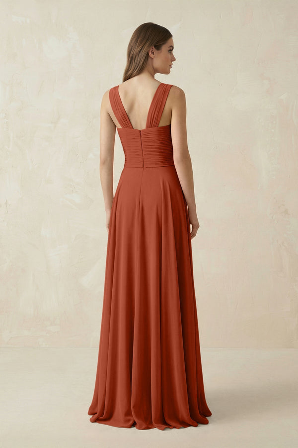 Sweetheart Pleated A - Line Chiffon Bridesmaid Dress in Spice - KissProm Bridesmaid Dresses
