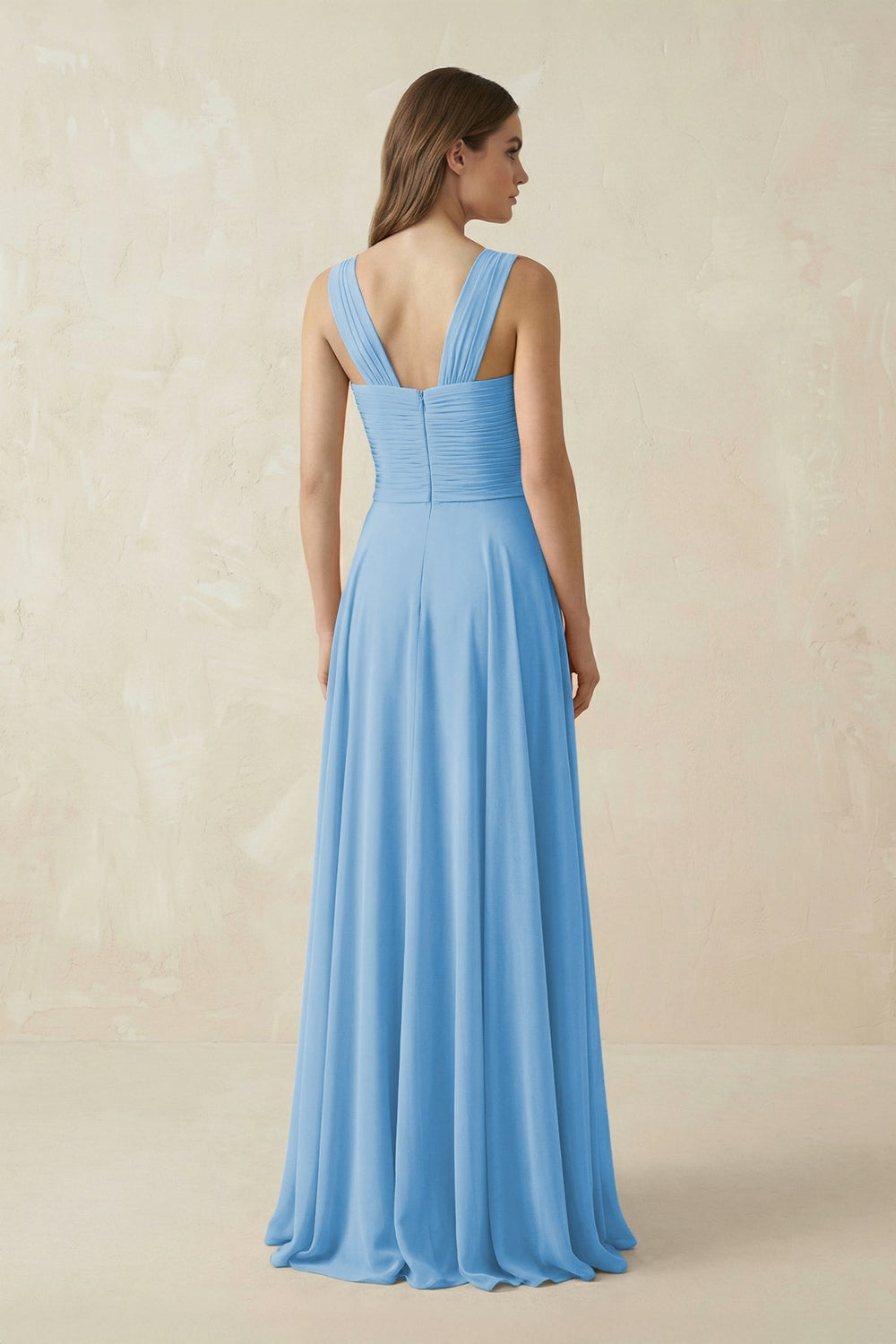 Sweetheart Pleated A - Line Chiffon Bridesmaid Dress in Steel Blue - KissProm Bridesmaid Dresses