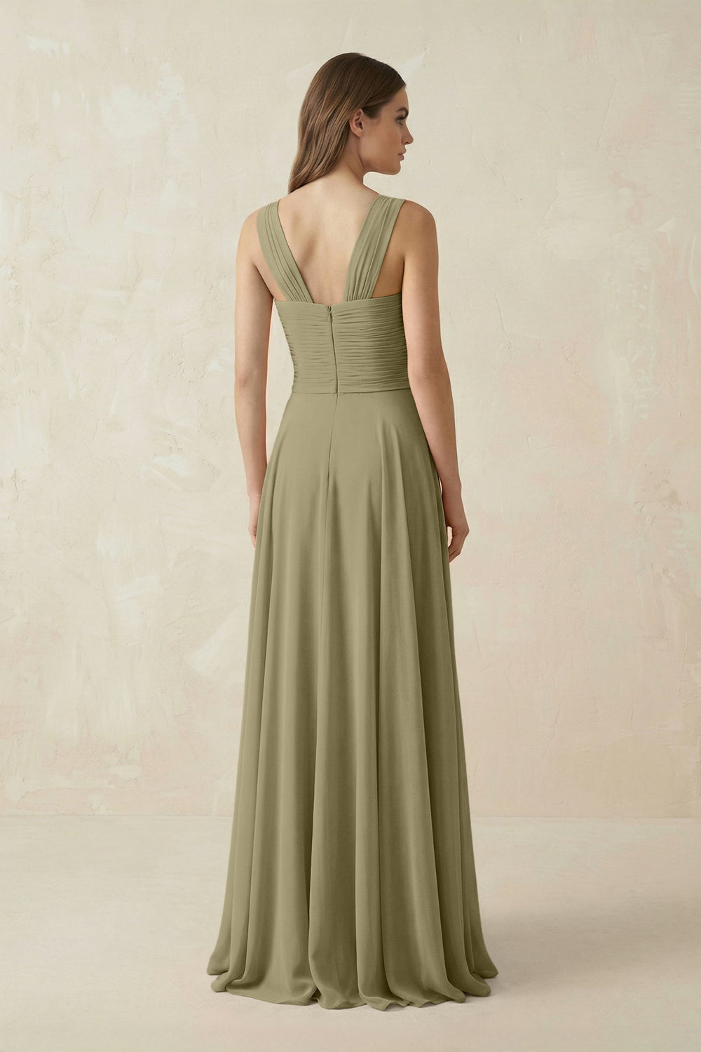 Sweetheart Pleated A - Line Chiffon Bridesmaid Dress in Thyme - KissProm Bridesmaid Dresses