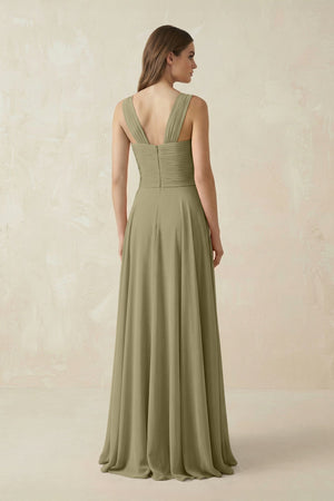 Sweetheart Pleated A - Line Chiffon Bridesmaid Dress in Thyme - KissProm Bridesmaid Dresses