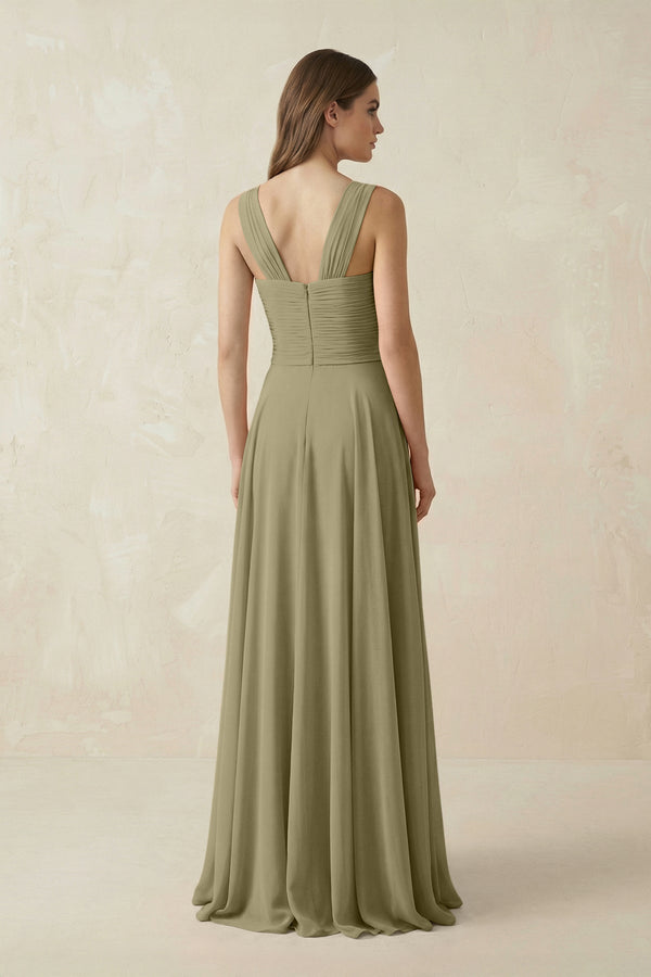 Sweetheart Pleated A - Line Chiffon Bridesmaid Dress in Thyme - KissProm Bridesmaid Dresses