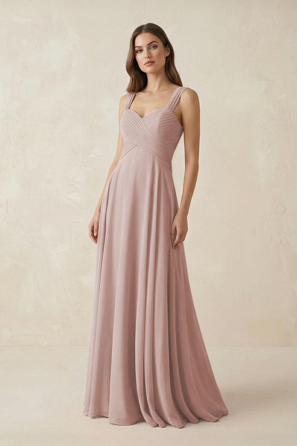Sweetheart Pleated A - Line Chiffon Bridesmaid Dress in Toffee - KissProm Bridesmaid Dresses