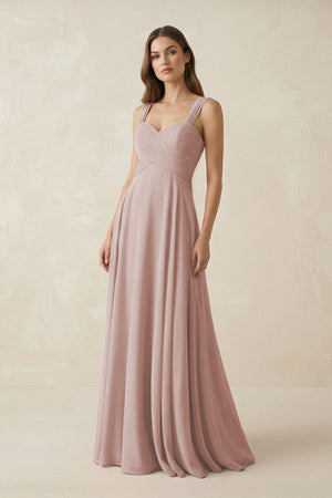 Sweetheart Pleated A - Line Chiffon Bridesmaid Dress in Toffee - KissProm Bridesmaid Dresses