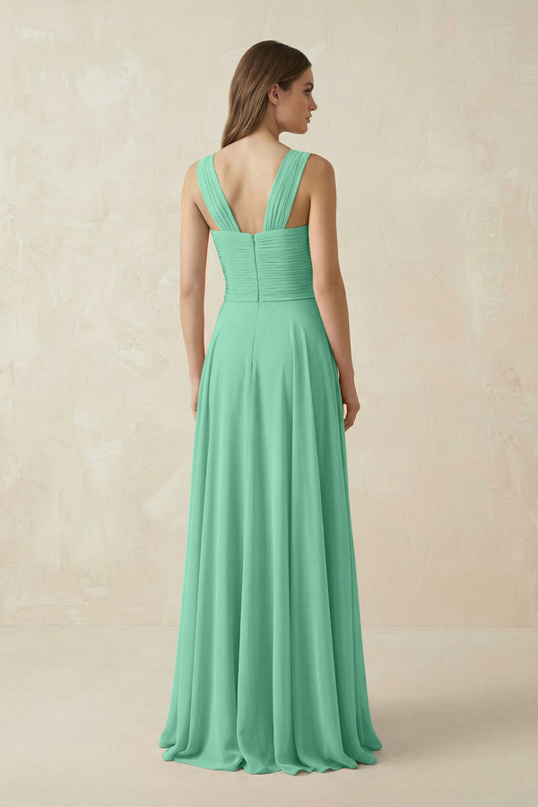 Sweetheart Pleated A - Line Chiffon Bridesmaid Dress in Turquoise - KissProm Bridesmaid Dresses