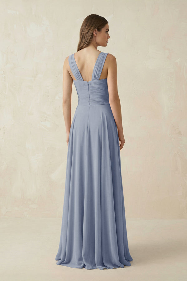 Sweetheart Pleated A - Line Chiffon Bridesmaid Dress in Twilight - KissProm Bridesmaid Dresses