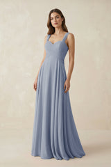 Sweetheart Pleated A - Line Chiffon Bridesmaid Dress in Twilight - KissProm Bridesmaid Dresses