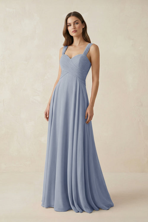 Sweetheart Pleated A - Line Chiffon Bridesmaid Dress in Twilight - KissProm Bridesmaid Dresses
